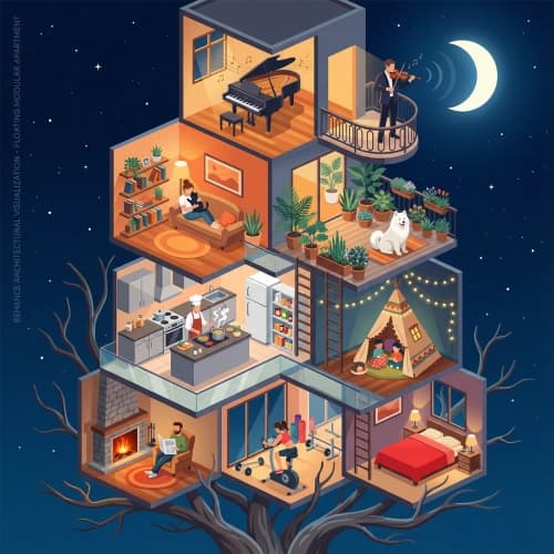 Isometric Modular Night Home