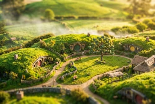 Hobbiton Tilt-Shift Golden Dawn