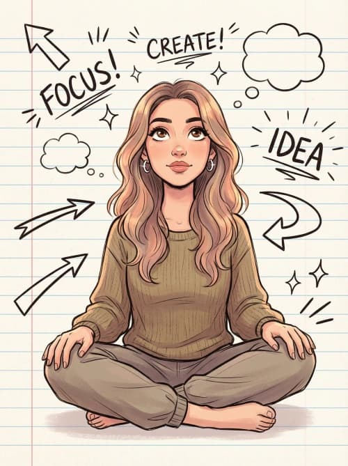 Thoughtful Woman Comic Sketch