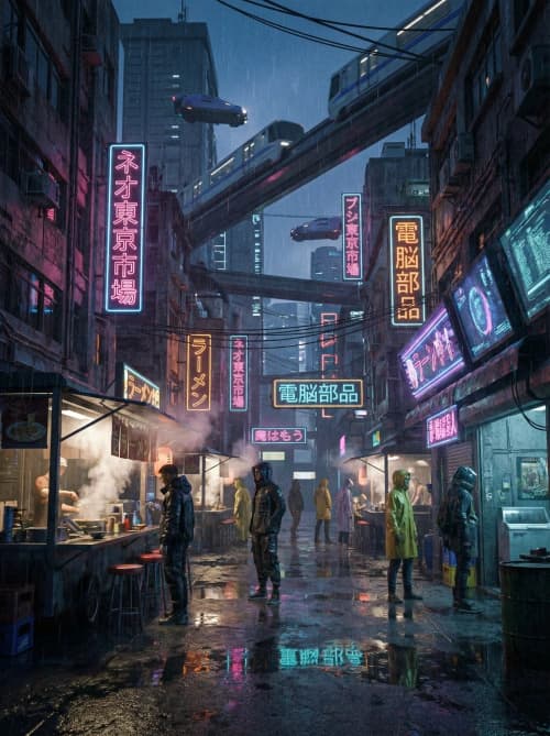 Neon Cyberpunk Market