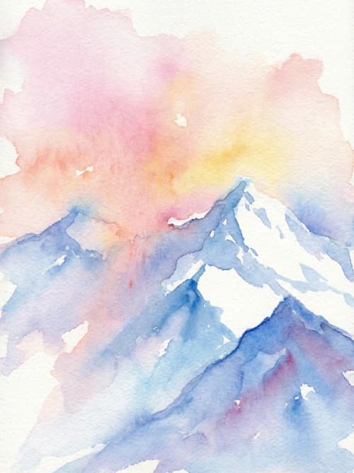 Sunrise Mountain Watercolor