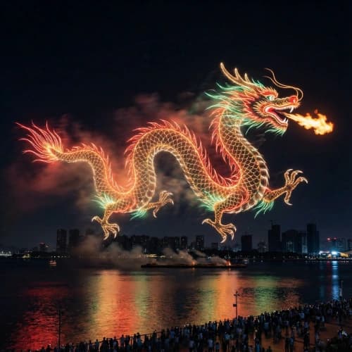 Dragon Fireworks Night City