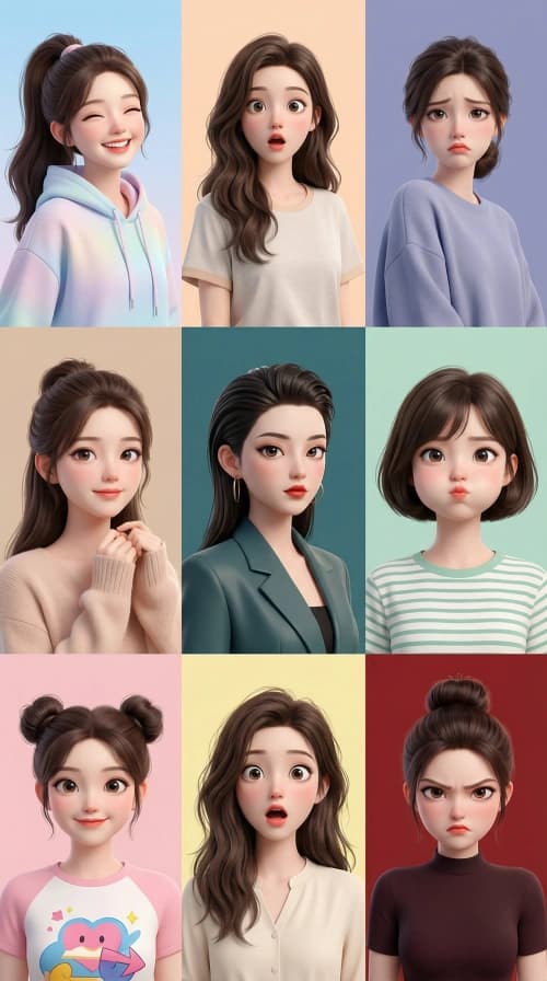 3x3 Cartoon Portrait Collage