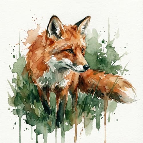 Burnt Orange Fox Watercolor