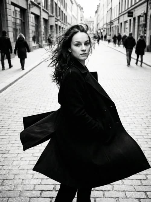 Dynamic B&W Fashion Stroll
