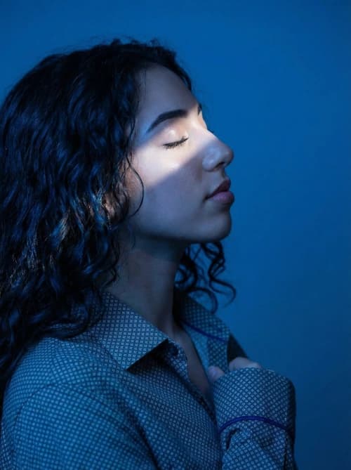 Ethereal Blue Profile Portrait