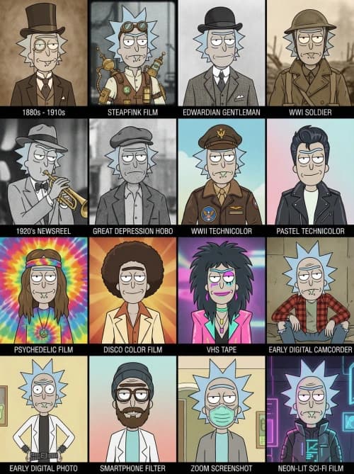 Rick's Vintage Decades Fashion Grid
