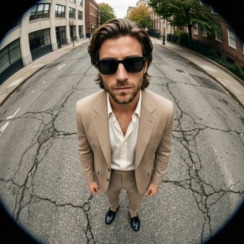 Fisheye High-Angle Fashion Portrayal
