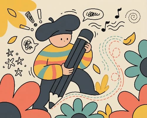 Whimsical Artist's Playful Scene