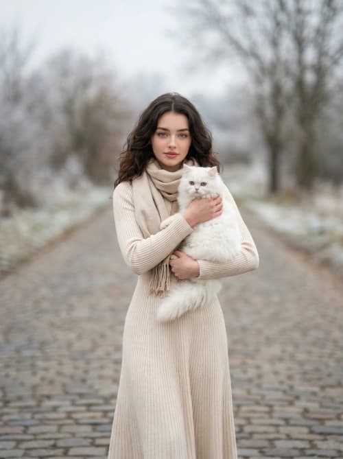 Calm Winter Portrait with Cat
