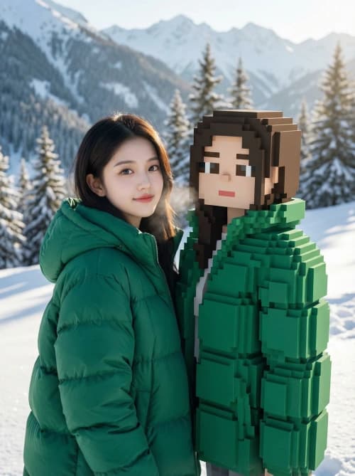 Snowy Minecraft Double Portrait