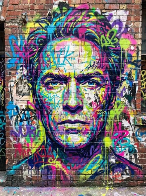 Neon Gritty Mural Portrait