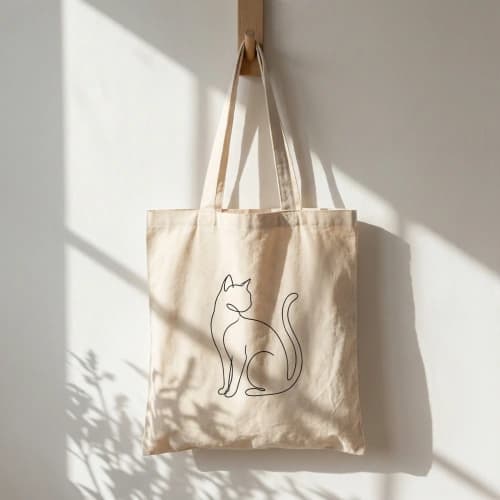 Minimalist Cat Tote Mockup