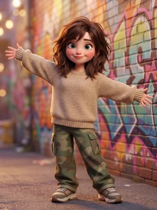 Cute Urban 3D Cartoon Girl