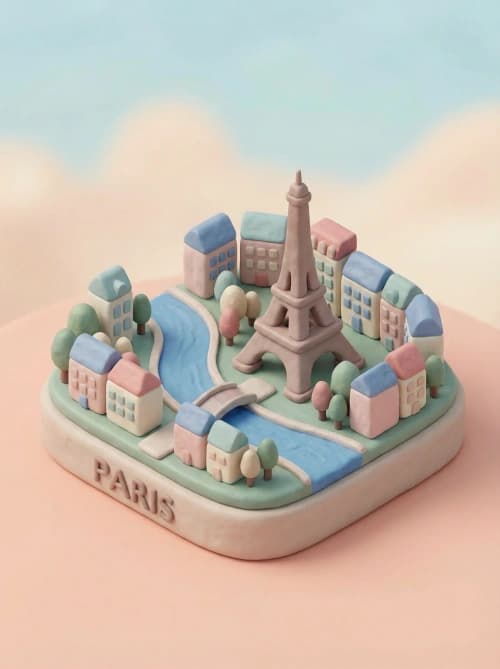 Isometric Paris Claymorphism