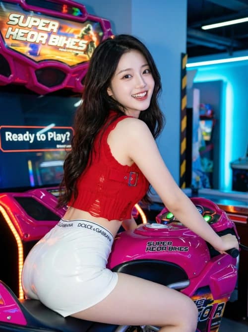 Vibrant Arcade Biker