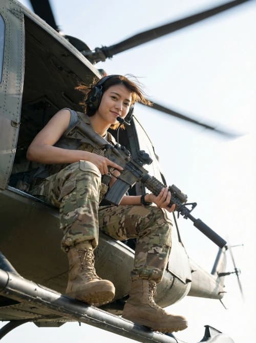 Blonde Tactical Operator in Flight