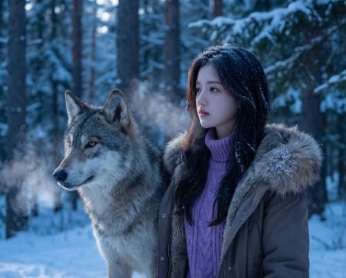 Frosty Wolf & Woman