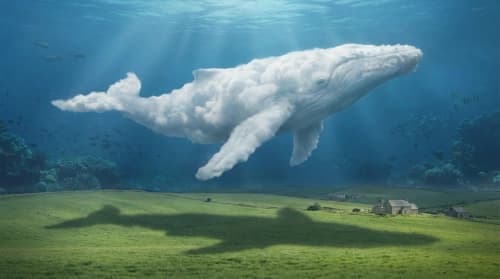 Surreal Cloud Whale Scene