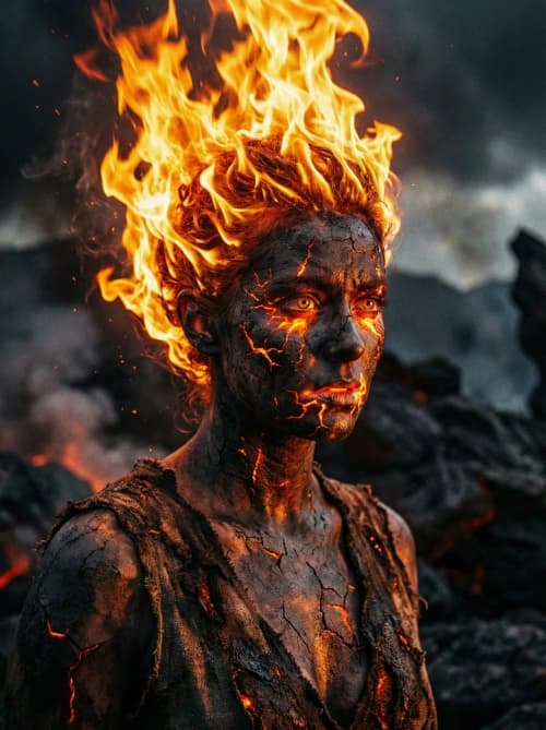 Flame-Haired Charcoal Portrait