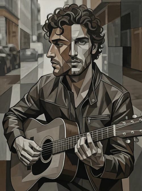 Cubist Guitar Portrait