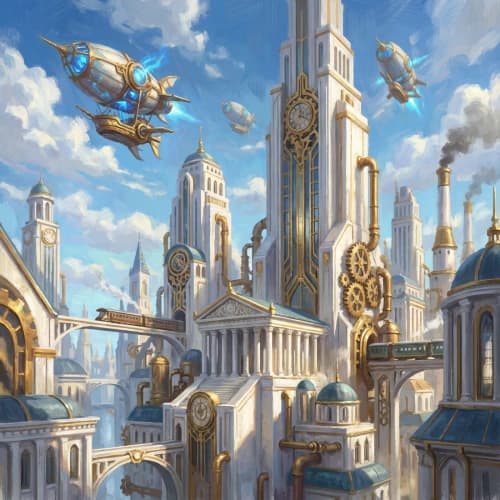 Steampunk Marble Cityscape