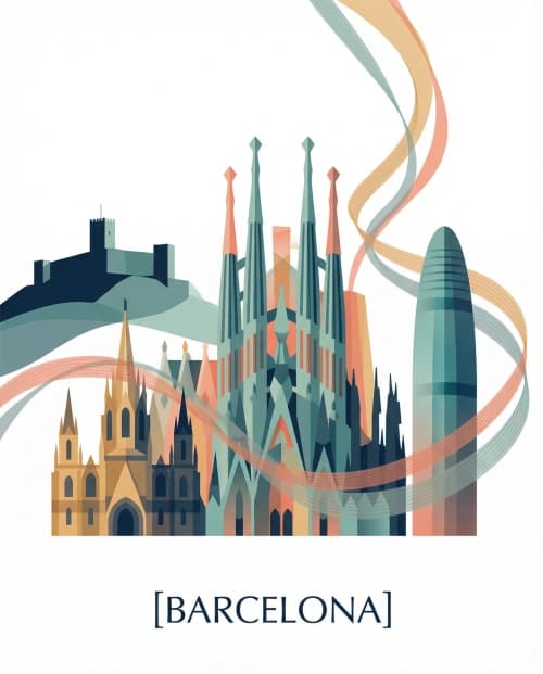 Minimalist Barcelona Skyline