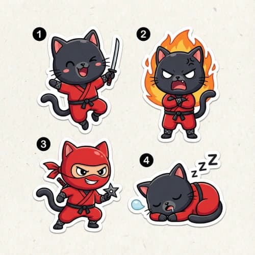 Chibi Ninja Cat Stickers
