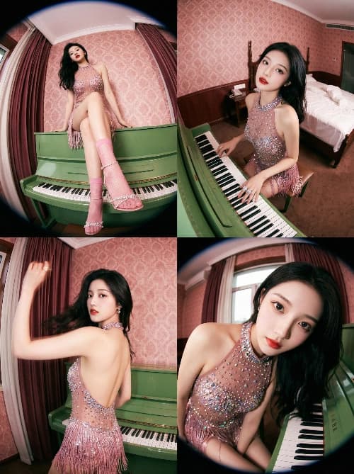 Vintage Glam Piano Portrait
