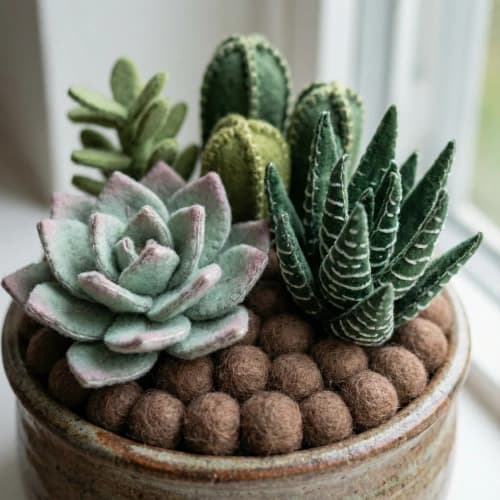 Felt Succulent Macro