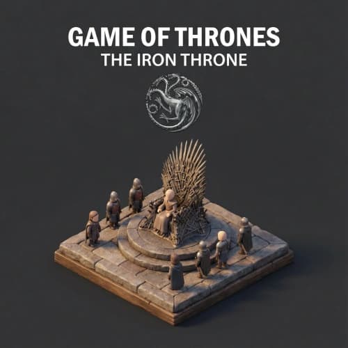 3D Cartoon Iron Throne Diorama