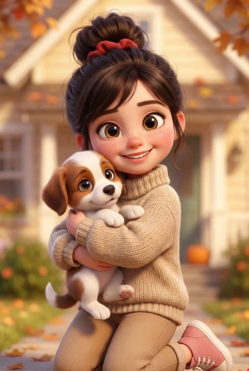 Whimsical 3D Girl Puppy