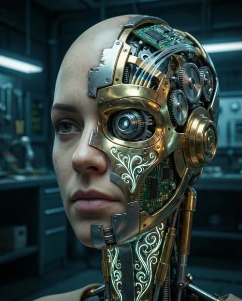 Half-Human Cyborg Portrait